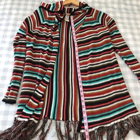 ELEMENT boho hoodie cardigan fringe southwestern western puncho medium - Picture 11 of 14